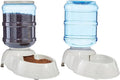 Amazon Basics Large Capacity Automatic Pet Water Dispenser and Gravity Feeder Set, Easy to Clean, 456.6fl.oz Food, 382.1fl.oz Water, Gray