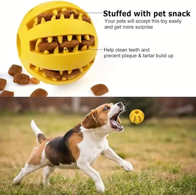 Interactive Pet Toy Balls,Treat Dispensing Ball for Dogs, Dog Balls for Training/Playing/Chewing, Dog Balls for Teeth Cleaning & Massage, Pack of 3 Assorted Colours,3inch/2.5inch/2 inch