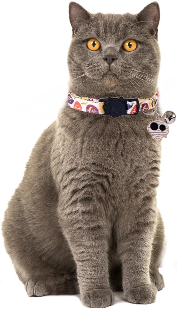3 Pack Halloween Cat Collar with Bell Pendant Breakaway Adjustable Accessory Holiday for Kitten Kitty