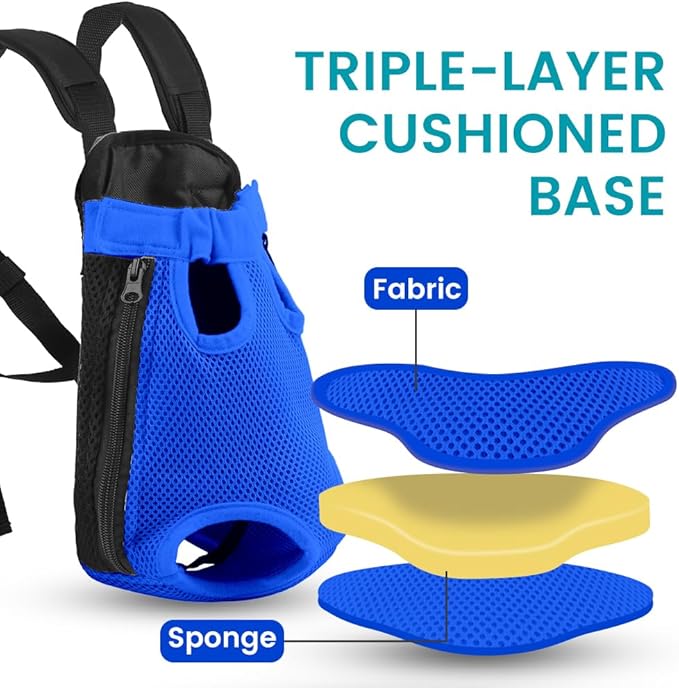 Dog Backpack Carrier, Pet Sling Front Backpack for Small Medium Dogs 10-16 Lbs, Legs Out, Adjustable Wearable Puppy Chest Travel Bag, Thick Straps & Cushion, Easy-Fit for Hiking/Walking/Camping