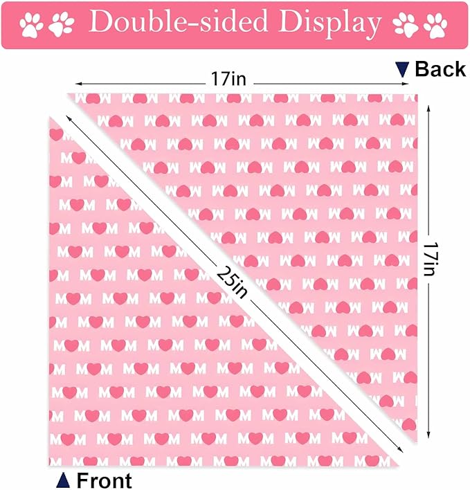 Mother Day Dog Bandanas, I Love Mom Dog Scarf, Accessories for Medium Large Dogs