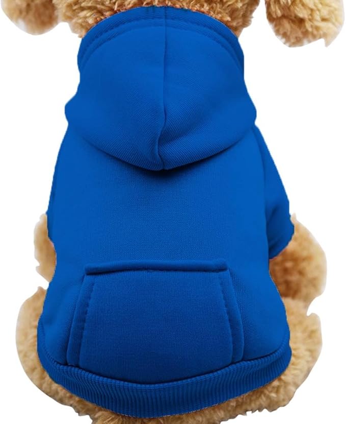 Jecikelon Winter Dog Hoodie Sweatshirts with Pockets Warm Dog Clothes for Small Dogs Chihuahua Coat Clothing Puppy Cat Custume (Dark Blue, X-Large)