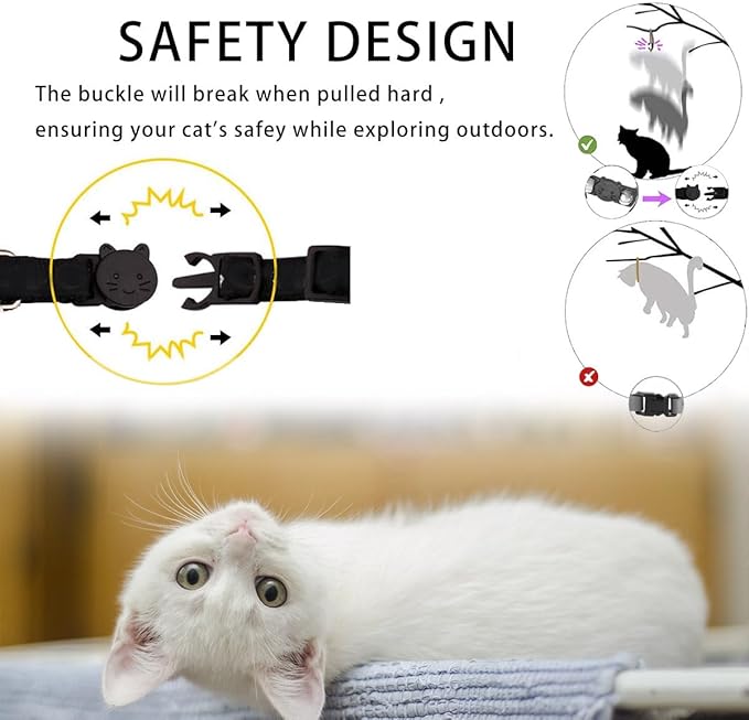Breakaway Cat Collar with Airtag Holder, Safety Kitten Collar with Apple Airtag Holder,Cute GPS Cat Collar with Bell, Lightweigh Tracker Collars for Girl Boy Cats, Kittens and Puppies
