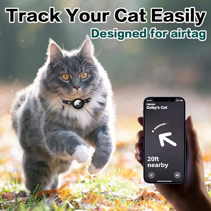 Airtag Cat Collar Breakaway, Reflective Kitten Collar with Apple Air Tag Holder and Bell for Girl Boy Cats, 0.4 Inches in Width and Lightweight (Red)