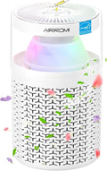 AIRROMI Air Purifiers for Bedroom Home,Up to 658 Ft²,Activated Carbon Filter Cleaner,With Fragrance Sponge for Better Sleep,Night Light,Pet Dander,Allergies,Smoke,Odor,Desktop Air Cleaner A2002 White