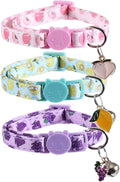 3 Pack Cat Collar Fruits with Bell Pendant Breakaway Adjustable Accessory for Cats Kitten Kitty