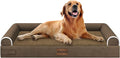 Large Dog Bed Orthopedic Washable: Beds Bolster XL Bed Big XLarge Dogs Egg Crate Foam Couch Sofa Waterproof with Removable Cover - Dark Coffee
