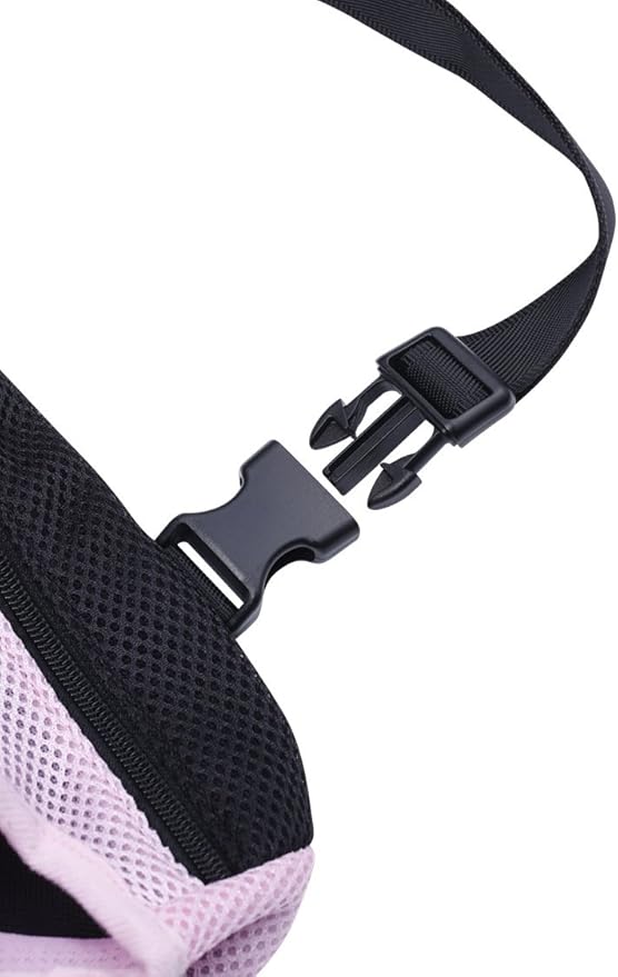 Pet Dog Puppy Cat Carrier Five Holes Backpack Double Shoulder Straps Mesh Front Chest Backpack Bag, L, Pink
