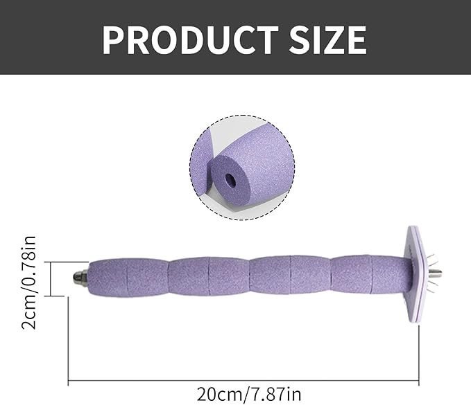 Parrot Perch Birds Nail File Perch Abrasive Surface Ceramic Paw Grinding Stick – Bird Nail File – for Parrots, Budgies, Parakeets, and Cockatiels Bird Cage Accessory (Purple, 7.8Inch)
