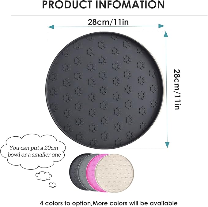 Dog Food Mat - Waterproof Silicone Cat Mat for Food and Water, Pet Food Mat with Edges for Protecting Floors(1Pack Black)