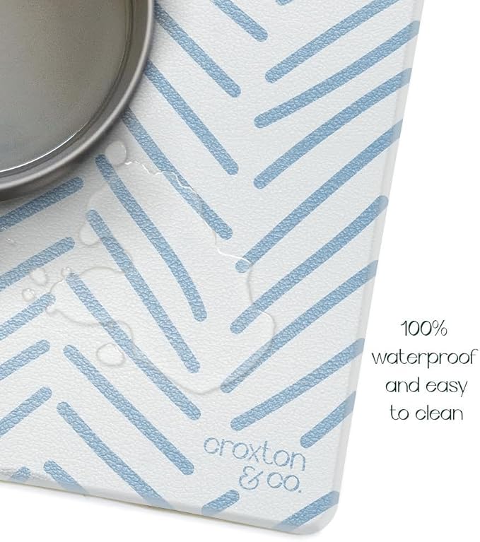 CROXTON & CO. Non-Slip Faux Leather Pet Feeding Mat for Dog Bowls | Large Bowl Mat for Food and Water | Durable, Easy-to-Clean Pet Food Mat for Floors | Size: 16.5"x28"