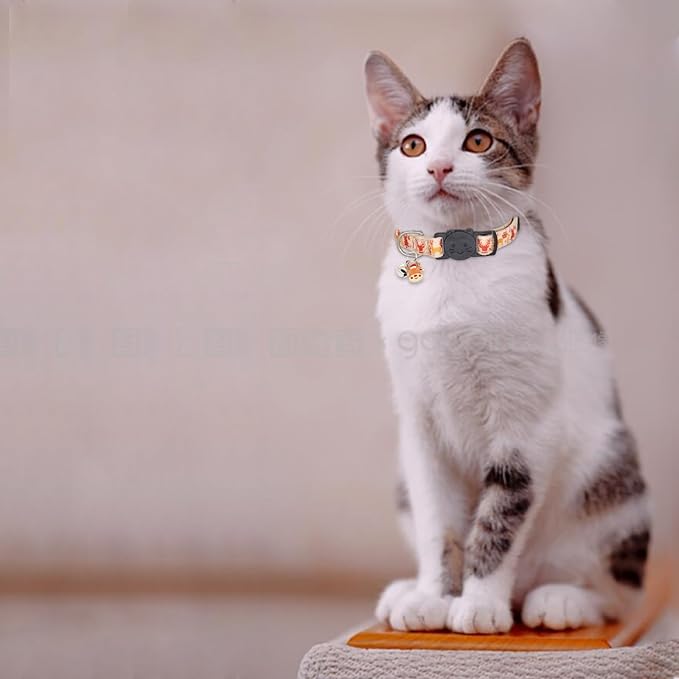 Christmas Cat Collar, Cotton 2 Pack Cat Collar with Bells, Breakaway Collars for Girl Boy Kittens, Reindeer