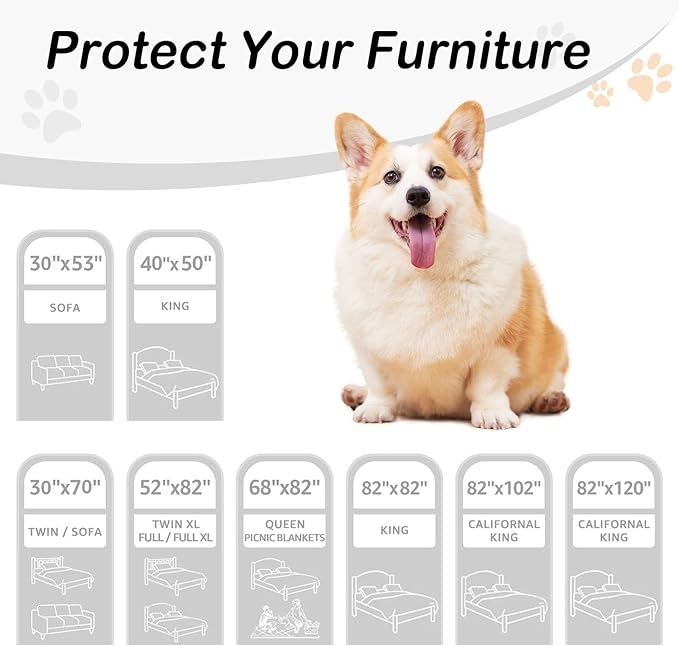 hyha Waterproof Dog Bed Blanket, Soft Pet Blankets, Waterproof Couch Cover for Dogs, Reversible Sofa Covers Washable for Furniture (40x50 Inch, Taupe/Beige)