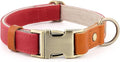 Plutus Pet Genuine Leather & Hemp Dog Collar – Adjustable Heavy Duty Pet Collar with Quick Release Metal Buckle, Soft & Stylish for Puppy and Small, Medium, Large Dogs (Red, M)
