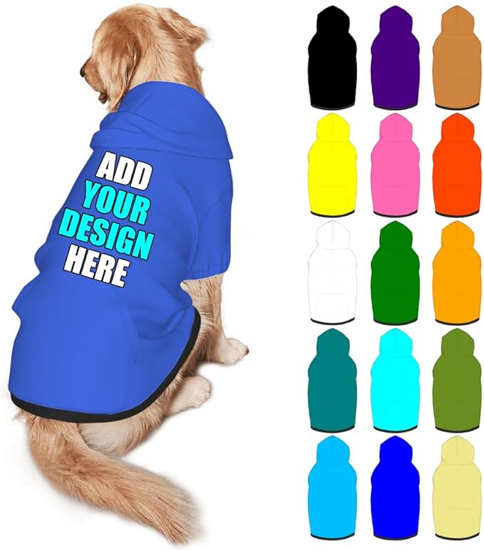 Personalized Dog Hoodie Customized with Name Photo Pet Warm Sweater Hoodie for Medium Large Dogs & Cat Puppy, RoyalBlue, XL