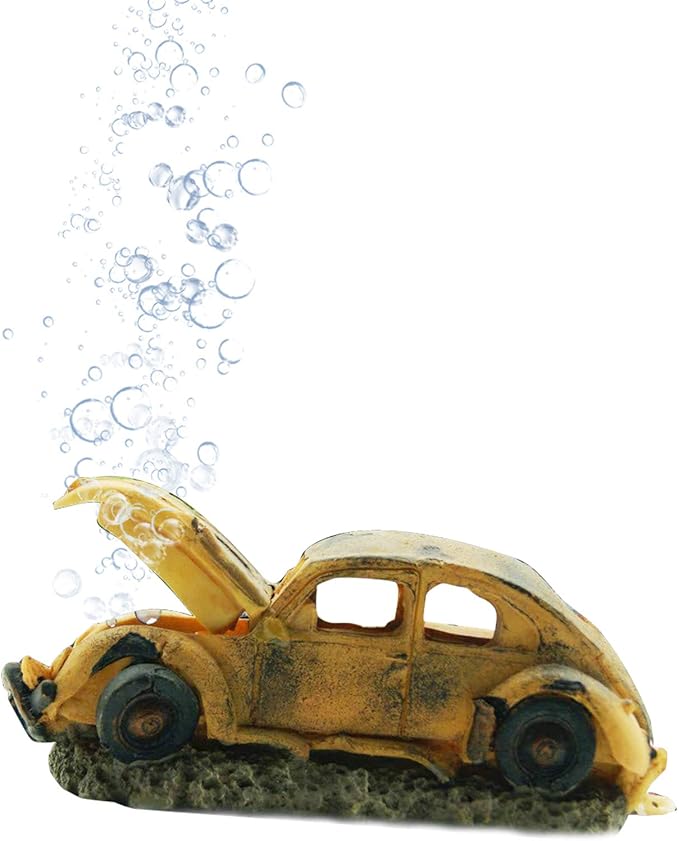 boxtech Decorations for Aquarium, Aquarium Resin Ornament Decorations, Imitation Car Wreck for Air Bubble Stone Oxygen Pump Fish Tank