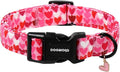 DOGWONG Valentine Dog Collar, Pink Heart Dog Collar, Girl Female Dog Collars with Strong Plastic Buckle for Medium Large Dogs,L