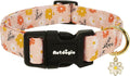 Dog Collar for Extra Small Dogs, Spring &Summer Theme Orange Small Dog Collars with Flower Pattern, Adjustable Puppy Dog Collars, Cute Girl or Boy Dog Collar Ideal for Gifts,Pet Accessory,M