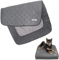 Paw Inspired Waterproof Fitted Cover for Dog Bed | Washable Bed Protector for Dog Mattress | Removable Replacement Cover for Small to Medium Pet Bed (Gray, 34 x 23 x 5 Inch)