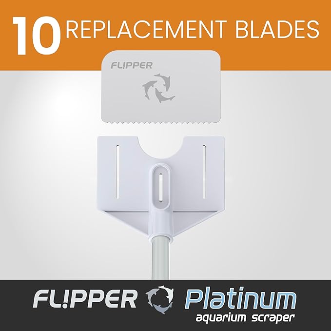 Flipper Platinum Aquarium Scraper Replacement Blades for Fish Tank Cleaning Kits– Replacement Blades for Glass Tanks & Acrylic Tanks – Aquarium Cleaner Blades with Serrated Edge, 10 Pack