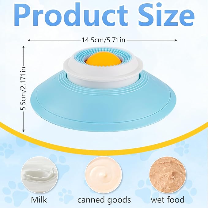 Dog Cat Licks Toys for Liquid Food, Anxieties Relief Slow Feeder Dog Lick Ball Treat Dispenser, Non-Slip Licking Bowl Enrichment Toys to Keep Them (A)