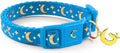 WAAAG Cat Collars, Gold Moons and Stars Cat Collar, Safety Breakaway Cat Collar, Glow in The Dark (Kitten 6.5"-10" Neck, Royal Blue)