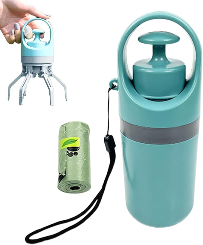 Pooper Scooper for Dog, Portable Dog Poop Holder with Waste Bag Pouch, Sanitary Pet Waste Picker Upper with Claw Pickup Tool, Small & LargeDogs Poop Scoop, Travel Pet Accessories for Walking