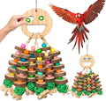 Large Parrot Toys, Multi-Color Wooden Block with Halloween Shape Bird Chewing Toy for Macaws, Cockatoos, African Grey and Large Medium Birds