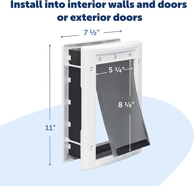 PetSafe Plastic Pet Door - Easy Install for Wood,PVC Metal & Paneled Doors - Rust-Free Plastic Frame - Flap Dimensions 5 1/4" W x 8 1/8" H - for Small Pets Weighing Up to 15 Lb,(Pack of 4)