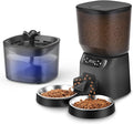 Automatic Cat Feeder and Water Dispenser Set, 5L/20 Cups Timed Cat Dry Food Dispenser, 2L Cats Water Fountain for Drinking with Filter, 10s Meal Call, 20 Portions 6 Meals Per Day