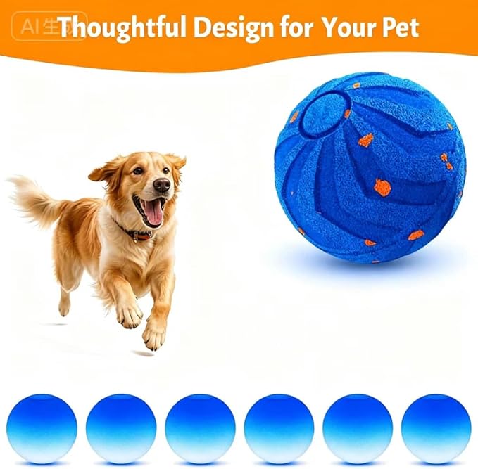 PawPlay 2026 Smart Interactive Dog Ball, Rechargeable Electronic Pet Toy with Type-C Charging, Blue Motion Activated Ball for Dogs, Indoor Outdoor Exercise and Training.