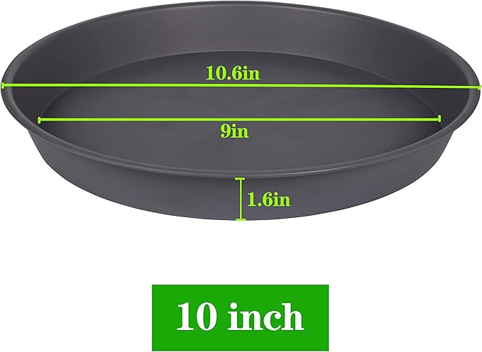 2 Pack of 10 inch Plant Saucer Gray, Heavy Duty Plastic Plant Saucer 10 inch Round, Durable Plant Tray for Pots, Plant Saucers for Indoors, Plant Trays for Planter 9"/10" (10", Cement)
