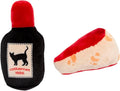 Pearhead Pet Cheese & Wine Cat Toys Set of 2 – Plush Catnip Toys with Crinkle & Rattle, Valentine’s Day Interactive Cat Toys for Indoor Cats