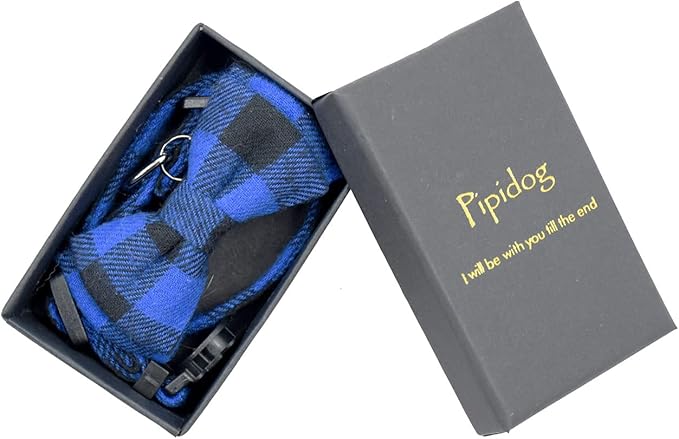 Cat Collar Breakaway with Bell and Bow Tie, Plaid Design Adjustable Safety Kitty Kitten Collars(6.8-10.8in) (Blue Plaid 3)