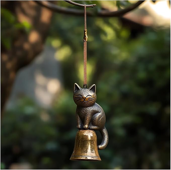 Cat Wind Chime 2025 New Unique Cat Garden Decor Outdoor Cat Statue Themed Gifts Wind Chimes for Cat Lovers Women Hanging Memorial Ornaments Windchimes Bell Outside Yard Home Porch Decorations (B1)