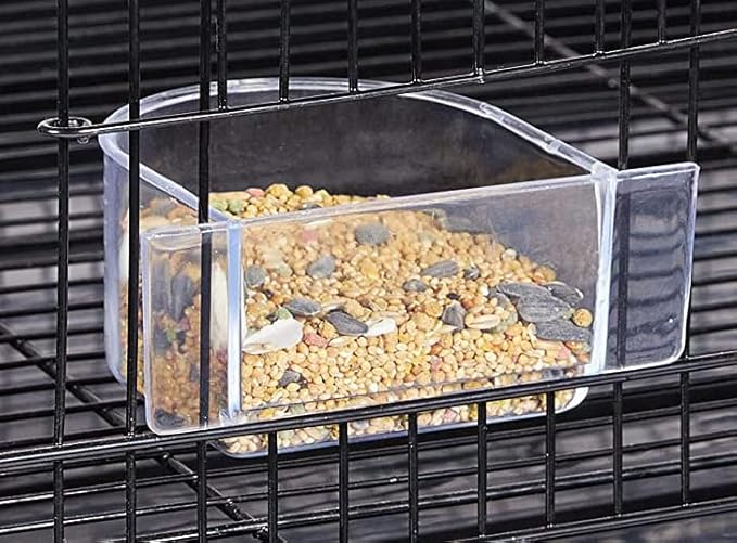 Lot of 4 Bird Cage Clear Plastic Seed Water Feeder Cups