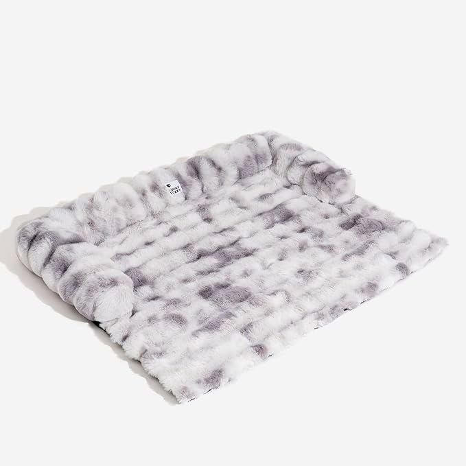 FUNNY FUZZY Pet Fluffy Fuzzy Calming Dog Couch Bed Sofa Protector Washable Pets Mat for Large Medium Small Dogs and Cats (Tie-dye Grey, 37"×31"×5.5")