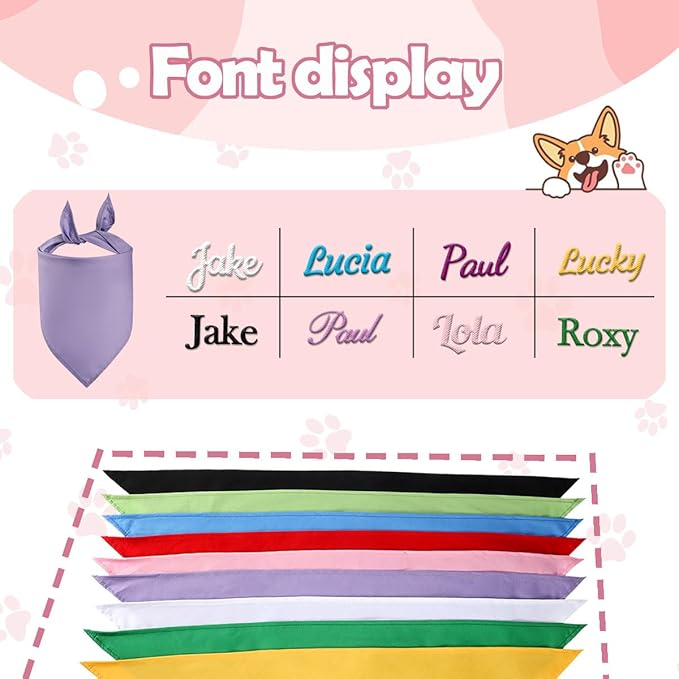 Personalized Dog Bandana,Custom Pet Scarf with Embroidered Name,Bibs Triangle Scarfs Gift for Small Medium Large Dogs Cats Baby Puppy Pets Accessories