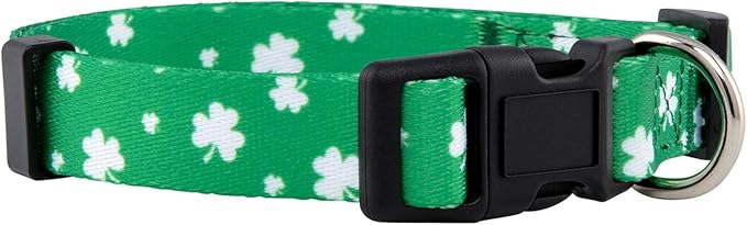 Native Pup St Patricks Dog Collar- Saint Patrick Green Shamrock Pet Collars- St. Patrick’s Lucky Irish- Cute Boy Girl Puppy Gift- Adjustable for Small, Medium, Large Breeds (Lucky Shamrock, Small)