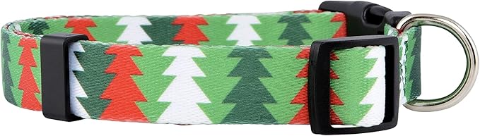 Native Pup Christmas Dog Collar- Winter Holiday Collars for Pets- Xmas Gift for Puppy- Santa, Reindeer, Snowman, Candy Cane, Red Green- Girl Boy- Small, Medium, Large Breeds (Christmas Tree, Large)
