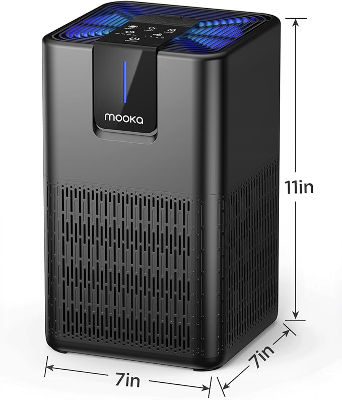 Air Purifiers for Home Large Room 1250 Ft²,MOOKA H13 HEPA Air Purifier for Pets Dust Odor Smoke,Aromatherapy Function,Air Cleaner with 15dB Quiet Sleep Mode for Bedroom Office Living Room,M05,Black