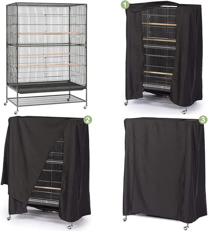 Extra Large Bird Cage Cover Breathable Waterproof Material Universal Black-Out Bird Parrot Cover Good Night Birdcage Cover Sleep Helper for Parrots Parakeets Budgies Macaw (34.5x25x47in)