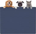 Largest Dog Food Mat, 39.5"x29.5" Silicone Dog and Cat Mat for Food and Water Bowls, Thinken Waterproof Non-Slip XXXL Pet Feeding Mat for Floors (Dark Blue)