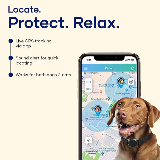 Smart Pet Locator – GPS Tracker for Dogs & Cats | Real-Time Tracking, Waterproof & Lightweight | Long Battery Life & App Control