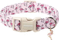 DOGWONG Cute Pet Dog Collar Pink Flamingos Cotton Dog Collar- Soft Girl Puppy Adjustable Pet Collars for Small Medium Large Dogs,XS