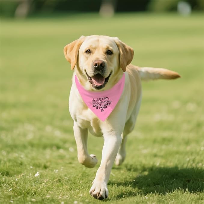 It's My Birthday and I'll Bark if I Want to Funny Dog Bandana, Happy Birthday Party Dog Bandana for Girls Puppies, Pink Party Girl Pet Scarf Accessories, Birthday Gifts for Dogs Lovers Mom Dad