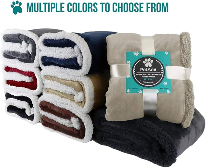 PetAmi Dog Blanket for Medium Large Dogs, Pet Bed Blanket Cat Puppy Kitten, Fleece Furniture Couch Cover Protector Sofa Car, Soft Sherpa Dog Throw Plush Reversible Washable, 40x60 Brown