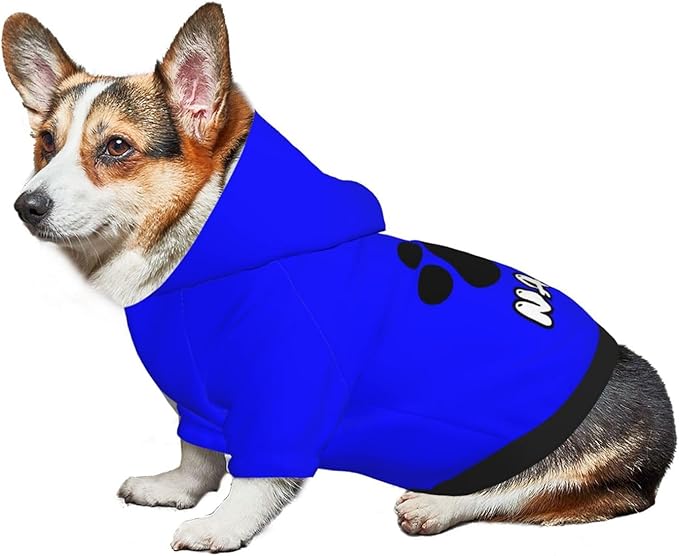 Custom Dog Hoodie Soft & Warm Design Your Own Personalized Photo Text Logo Name Dog Clothes for Puppy Sweatshirt Hooded for Small Medium Large Dogs Girl/Boy Cats Blue