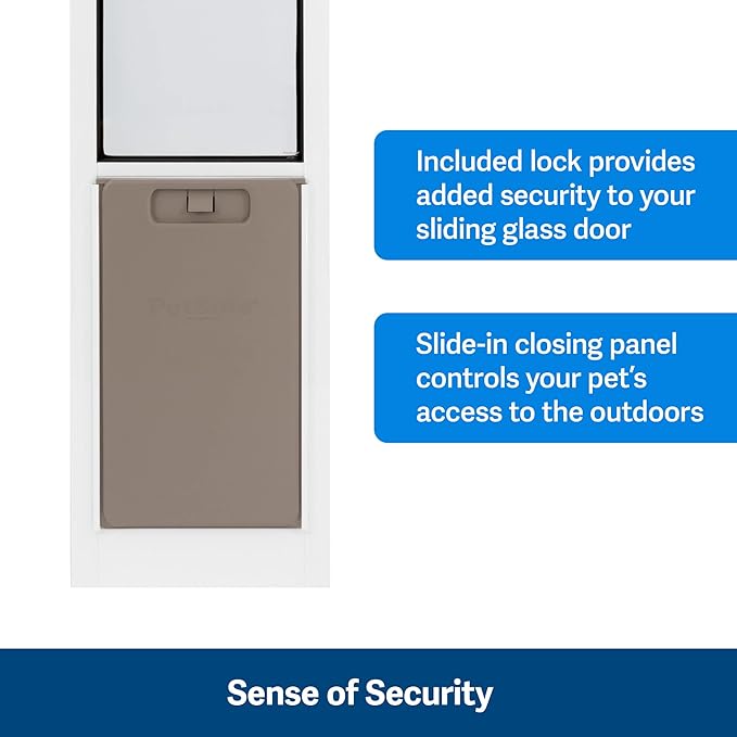 PetSafe Sliding Glass Pet Door - No-Cut DIY Install Doggy Door for Renters - Aluminum Frame - Adjustable Height 75 7/8" to 80 11/16" - Ideal for Medium Dogs Up to 40 lb - White