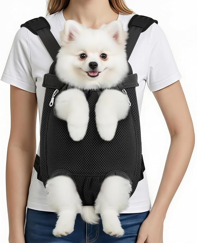 Pawaboo Adjustable Dog Carrier Backpack, Pet Front Cat Carrier Bag for Traveling Hiking, Pet Carriers Backpack for Small Dogs Puppies Cats, XL, Black
